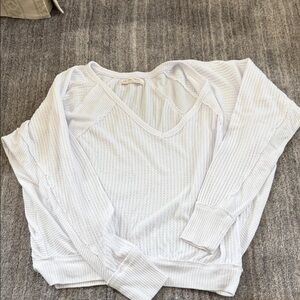 White V-Neck Ribbed Women's Top We The Free